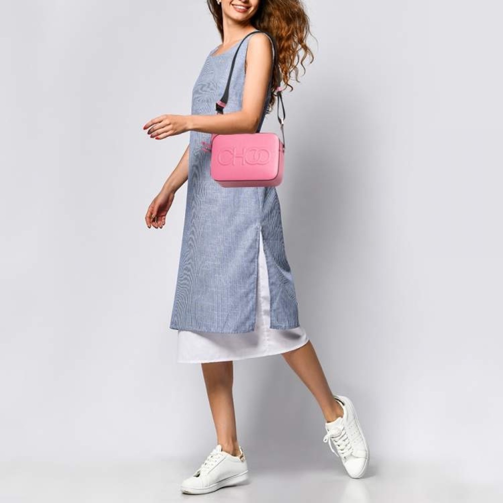 Jimmy Choo Leather Bag, Peony Pink logo, New